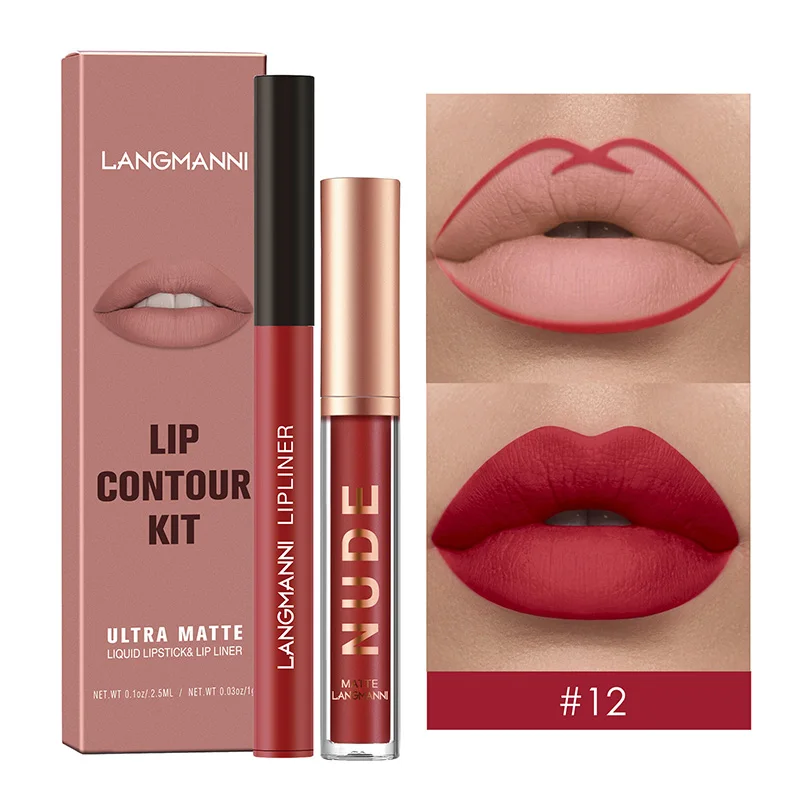 Waterproof Lip Liner Pencil Set Long Lasting Matte Sexy Plumper Peel off Lipliner Contour Tint Gloss Lipstick Makeup Pencil 2