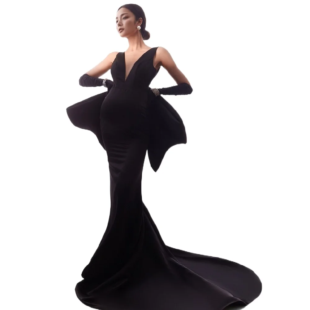 

Women's Maternity Mermaid Gown Sleeveless Slim Fitted Photography Photo Shoot Wedding Party Prom Baby Shower Dress