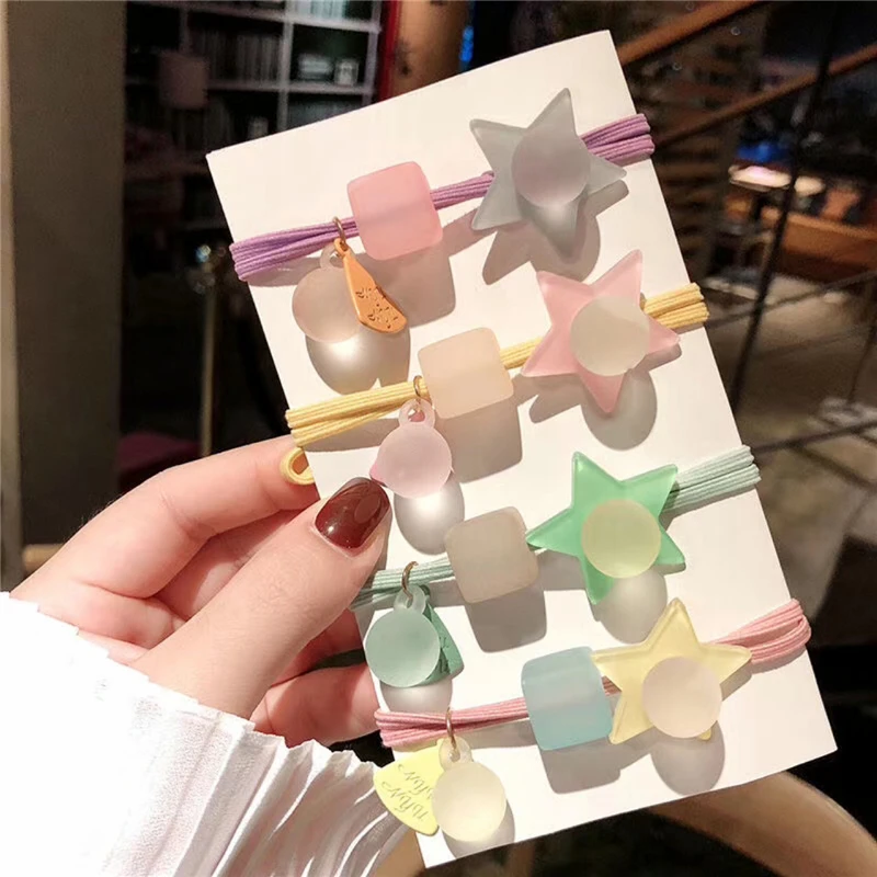 2022 Net Red Transparent Jelly Hair Tendon Star Moon Hair Rope Head