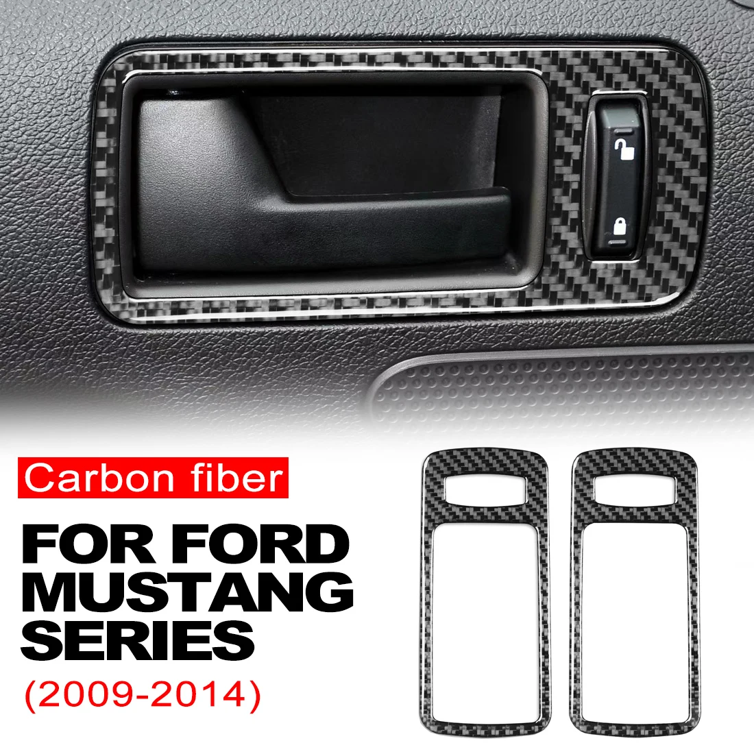 Mustang Carbon Fiber Interior Door Handle Bowl Panel Cover Trim For Ford Mustang 2009 2010 2011