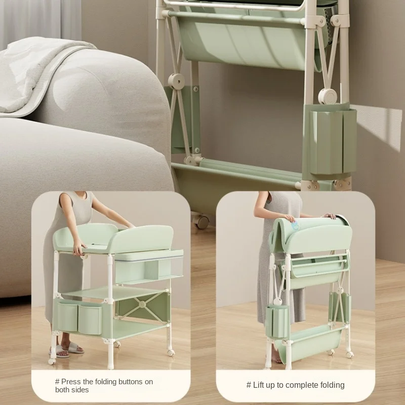 Multifunctional Folding Changing Table for Baby,Nursing Table, Baby Diaper Change Massage Bath Touch Diaper Tables, Movable Crib