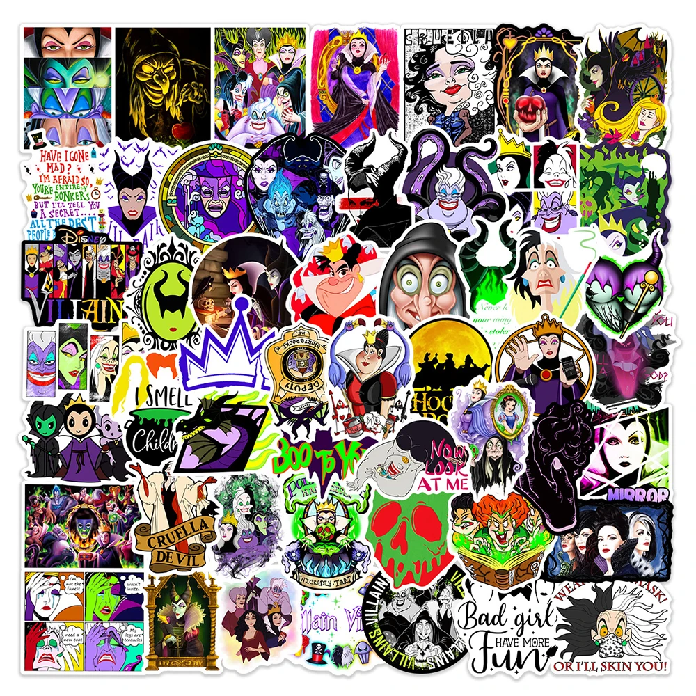 

10/30/50PCS Disney Magic Witch Maleficent Queen Stickers Decal Laptop Phone Motorcycle Luggage Car Waterproof Sticker Kid Toy