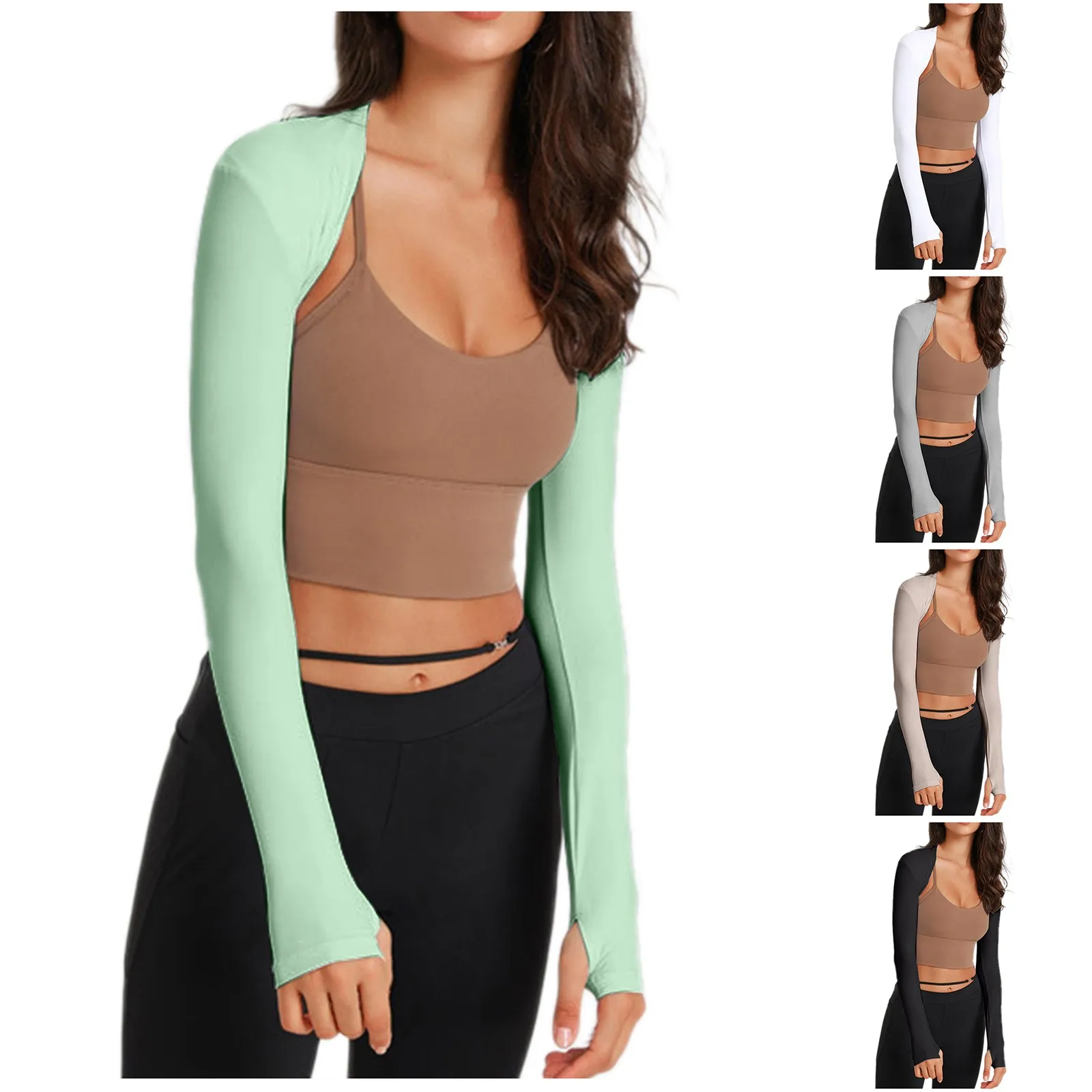 Women Long Sleeve Bolero Open Front Cropped Cardigan Sleeves To Cover Arms Workout Tops Womens Button down Sweaters Cardigans 1