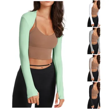 Women Long Sleeve Bolero Open Front Cropped Cardigan Sleeves To Cover Arms Workout Tops Womens Button down Sweaters Cardigans 1