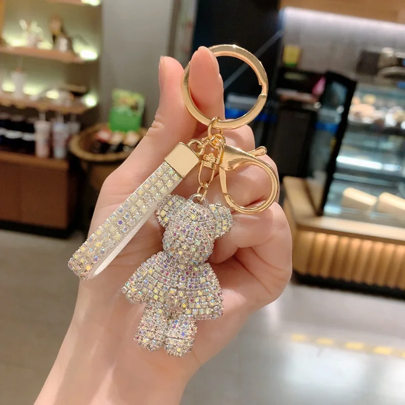 

Creative Internet Celebrity Diamond Bear Keychain For Women Cute Creative Exquisite Bear Car Key Pendant Bag Pendant