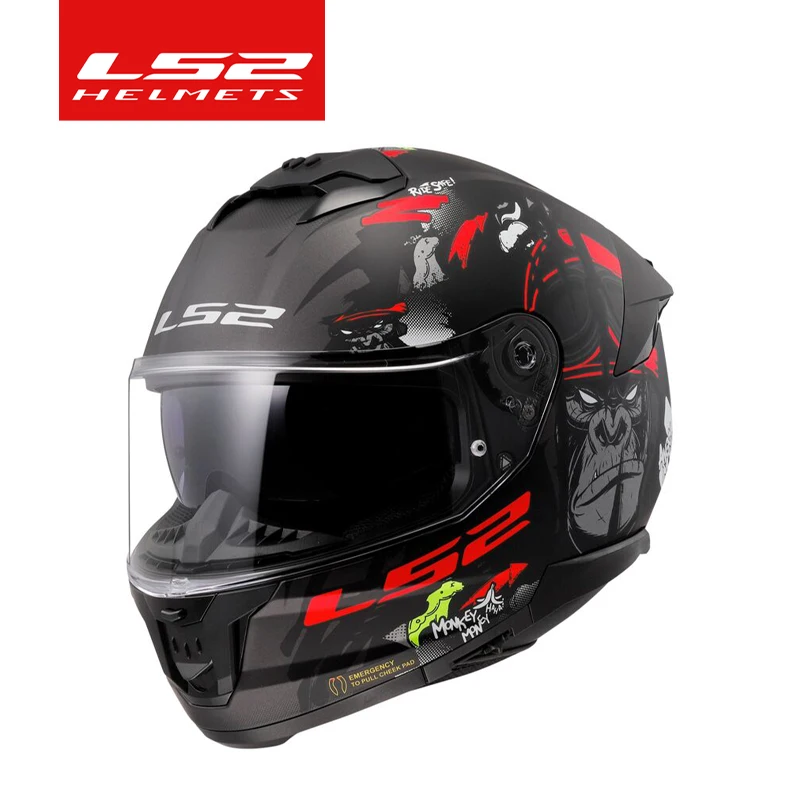  Casco de moto LS2 Stream, sólido, cara completa, con visera,  Omega, XXL, Rojo Omega : Automotriz