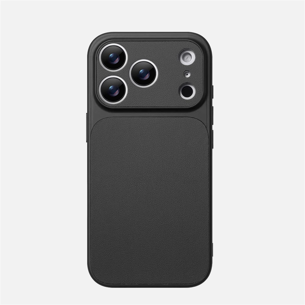 Luxury Leather Matte Shockproof Bumper Case with Full Lens Protection