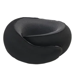 Portable Memory Foam Travel Neck Pillow - Soft U - Shaped Snail Design for Comfortable Rest (Black)