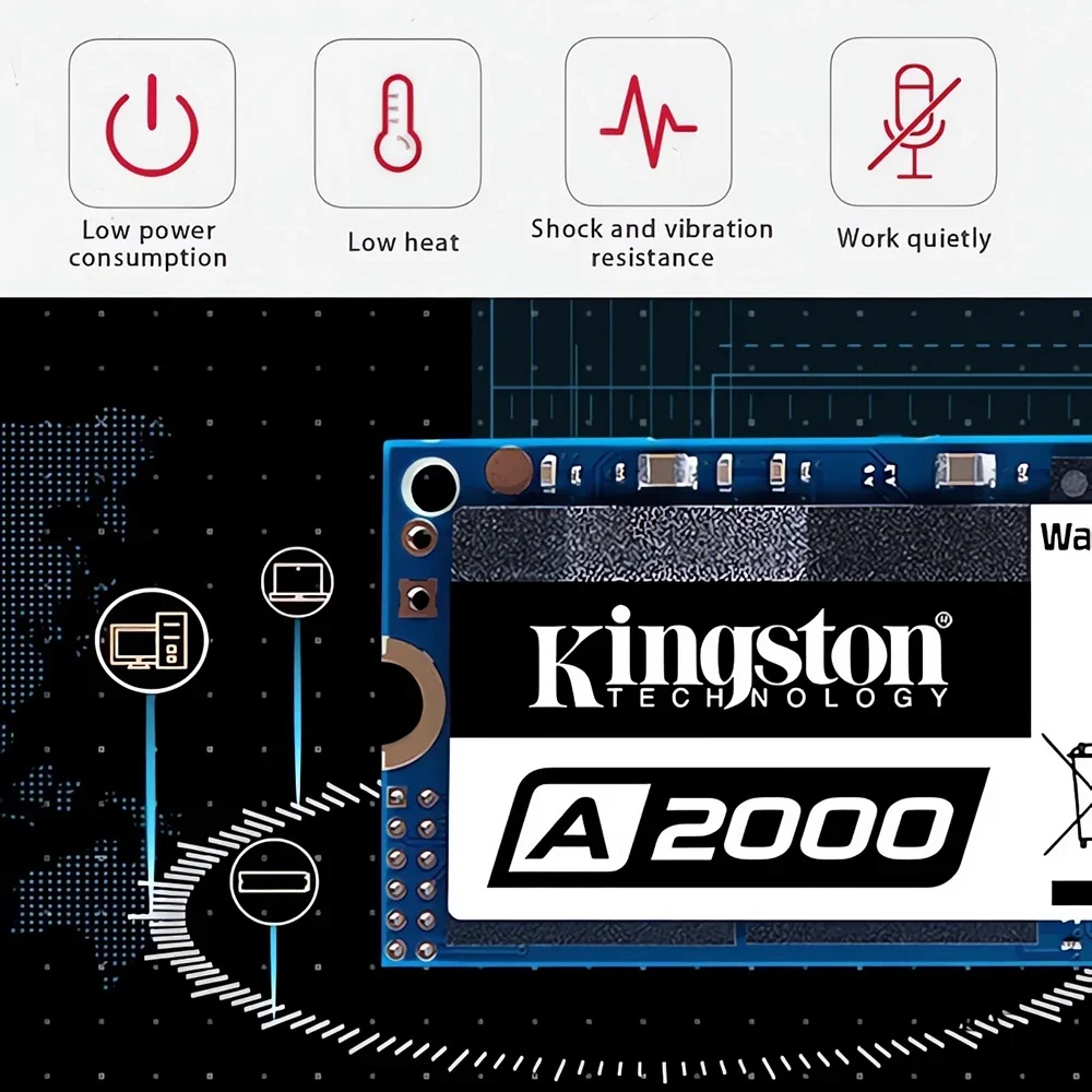 Kingston-disco Rígido Interno Ssd A2000 Nvme Pcie M.2 2280 250gb 500gb Também para pc Notebook Desktop - Imagem 3