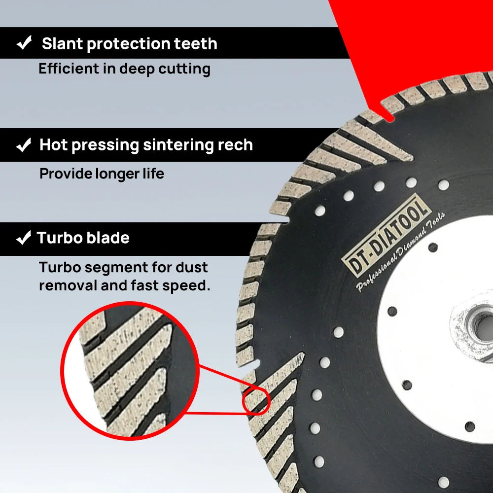 Granite Marble Cutter 9 Inch Diamond Turbo Blade - Granite Marble Concrete Cutting Disc 5/8-11 Thread Slant Protection Teeth Diamond Blade