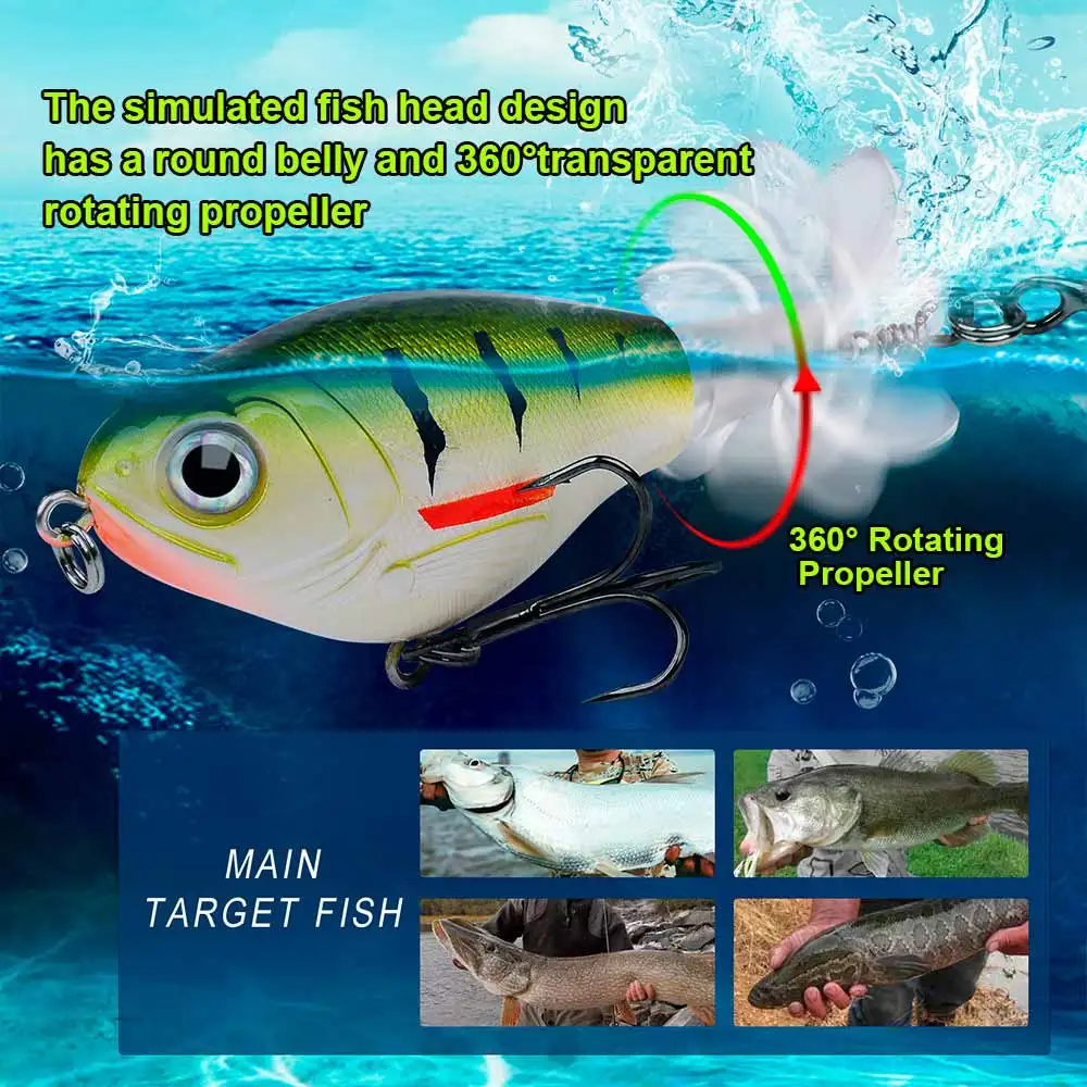 Propeller Fishing Lures 80mm 90mm Hard Bait Soft Rotating Tail