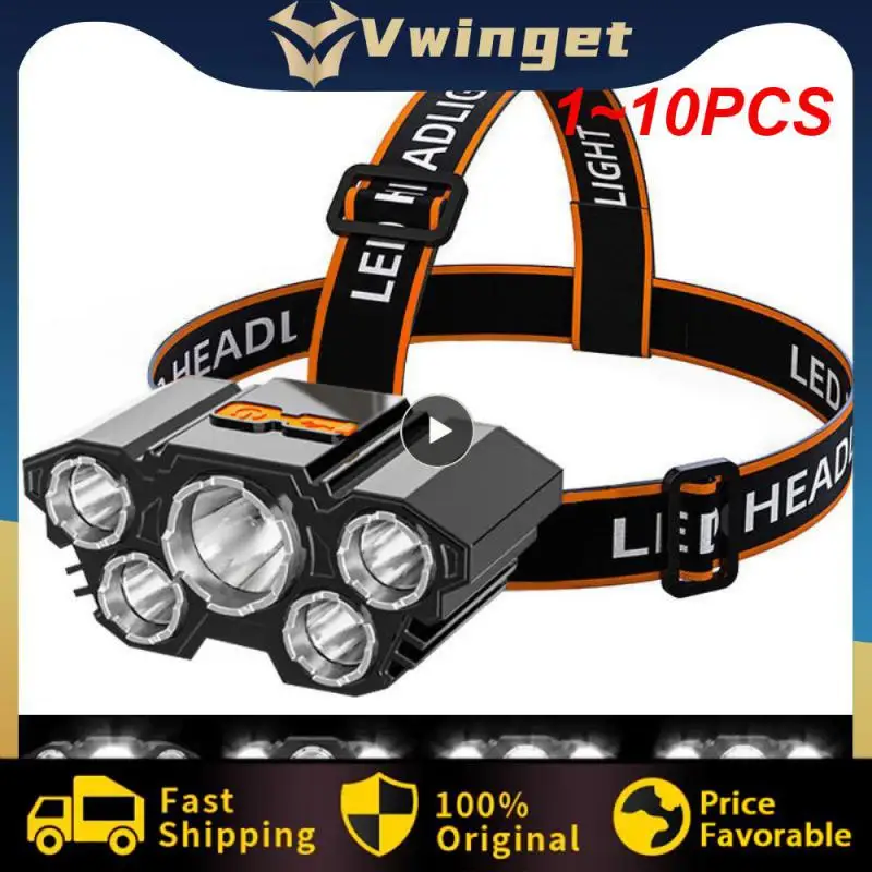 

1~10PCS Led Headlight Super Bright Head-Mounted Strong Flashlight Usb Rechargeable Built-in Battery Outdoor Rechargeable Night