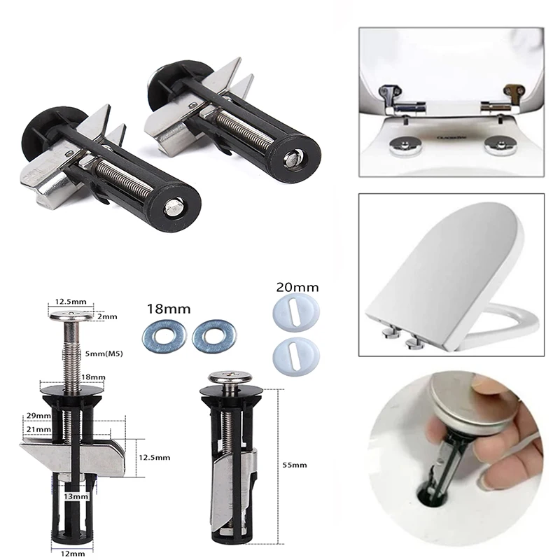 Heavy Duty Toilet Seat Fastener Bolt kit Stainless Steel Tank Toilet Bolt Hinge Screw Retractable Cover Kit