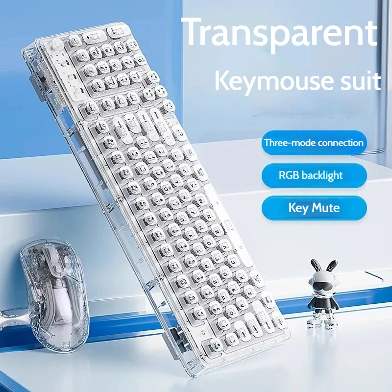 Leilin Z99 Ice Transparent Wireless Bluetooth Crystal Keyboard and