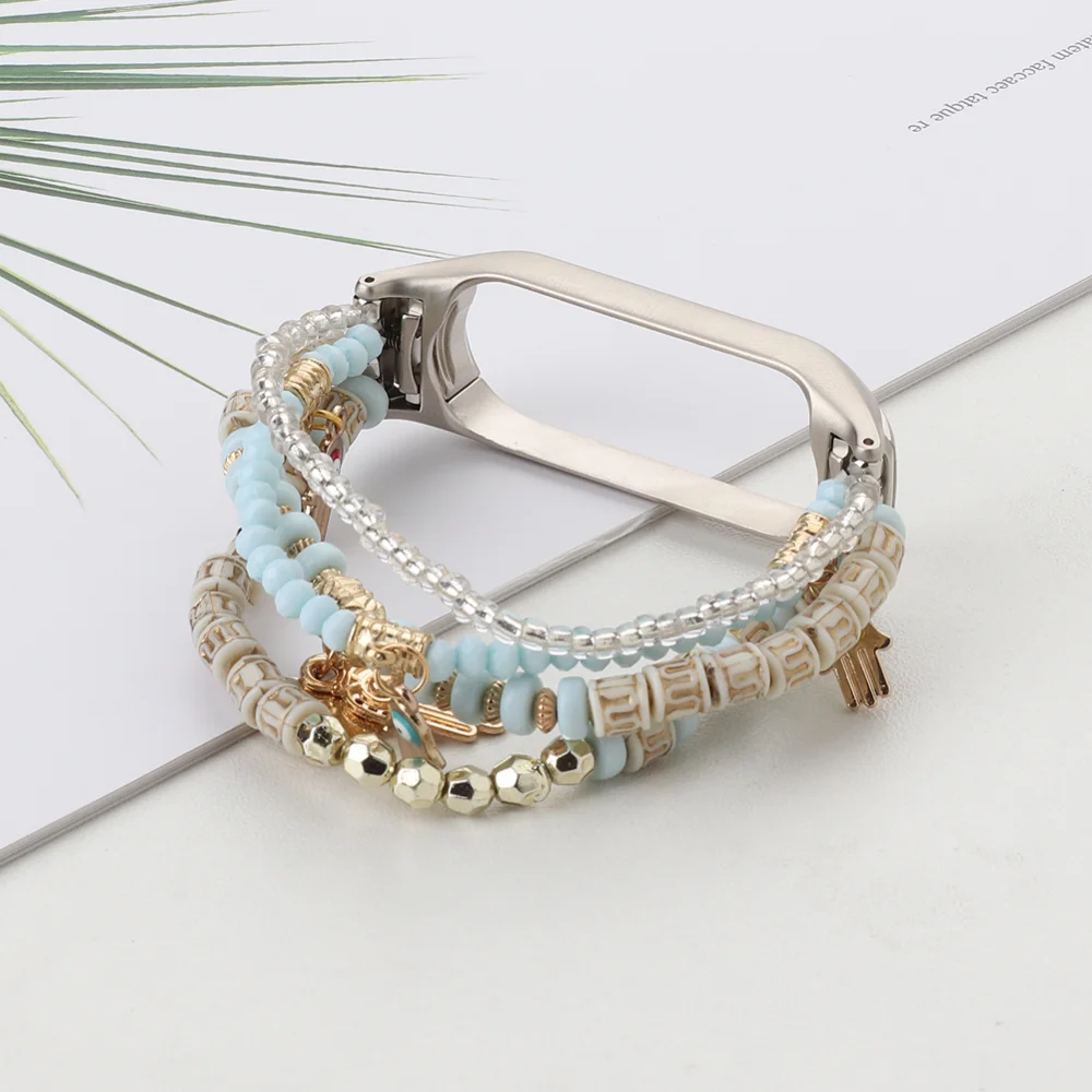 Jewelry Strap for Xiaomi Mi Band 7 6 5 4 3 Bracelet Women's Replaceable Wristband Correa for Mi Band 7 6 5 Band 4 3 Elastic Belt