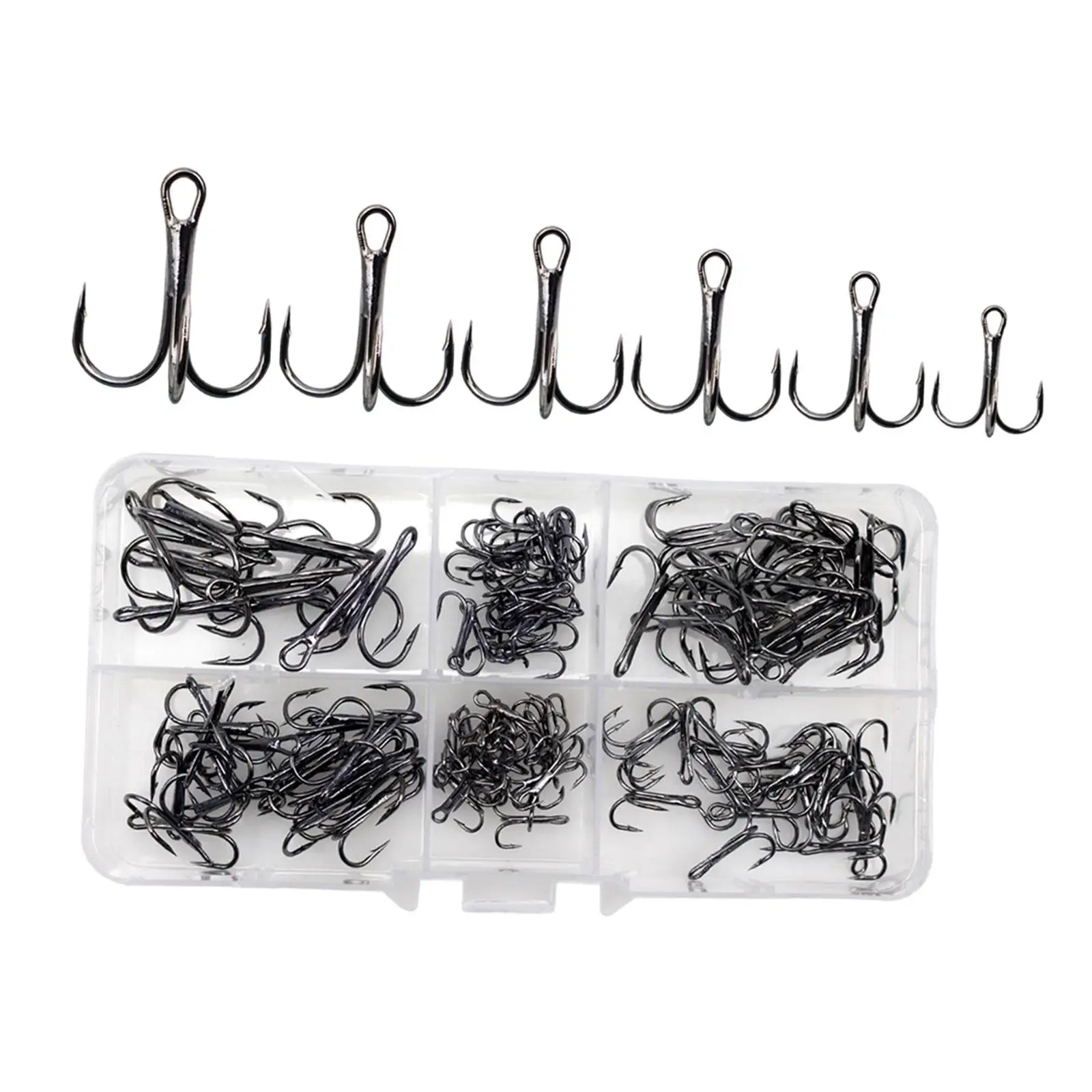 110Pcs Fishing Hooks Set with A Carrying Box Sharp Anchor Hooks Treble Hooks