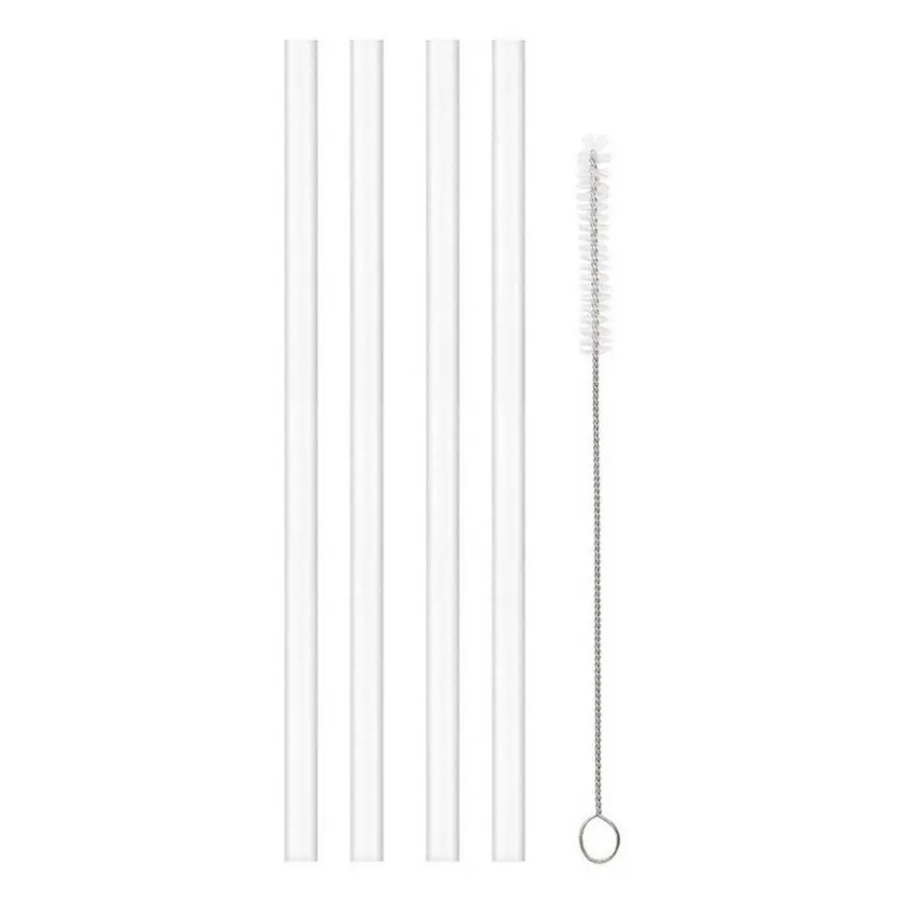 Durable Reusable Plastic Drinking Straw Set with Cleaning Brush