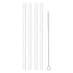 Durable Reusable Plastic Drinking Straw Set with Cleaning Brush (4 pack)