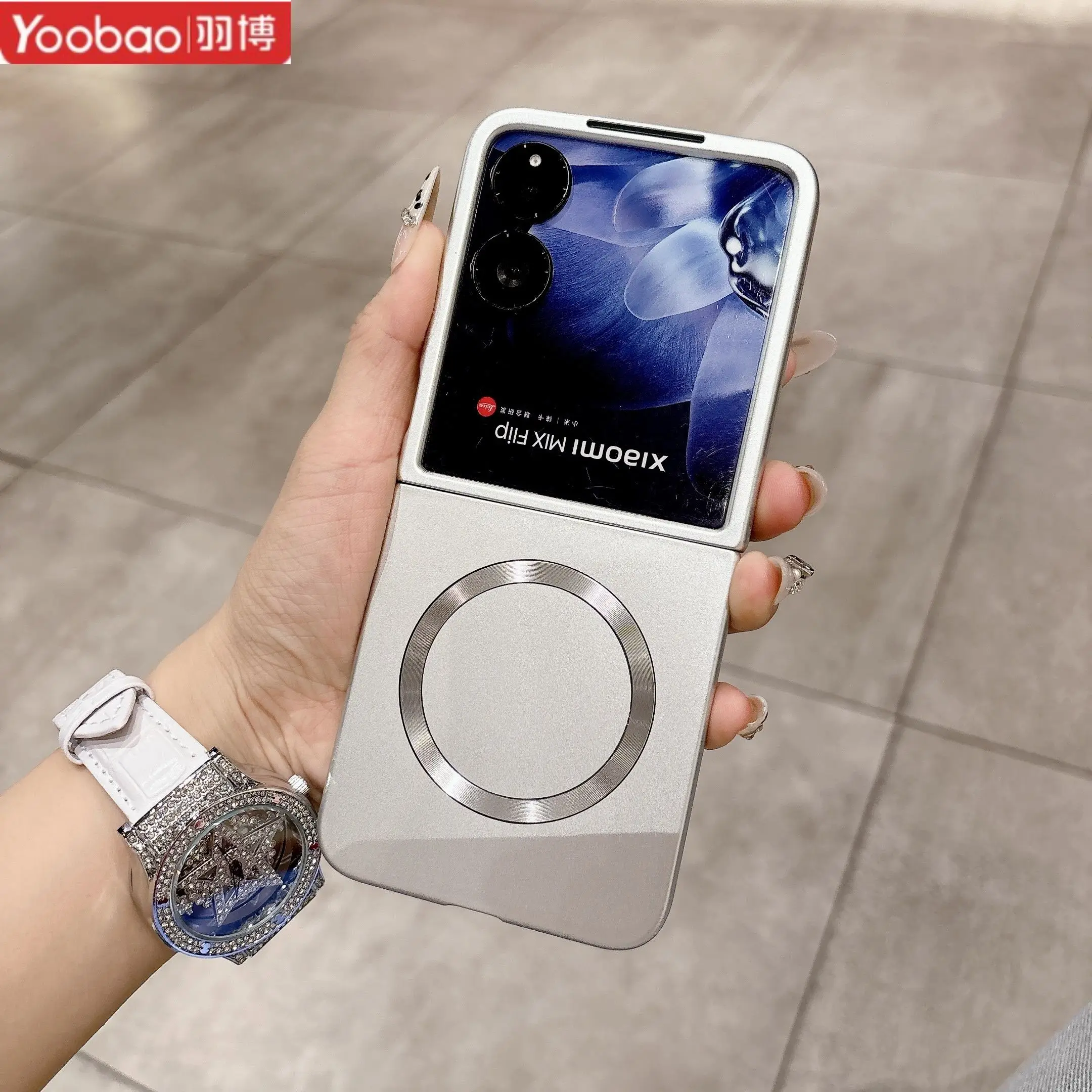 Stylish Solid Color Magnetic Ultra-Thin Folding Metal Phone Case – Shockproof Bumper Cover
