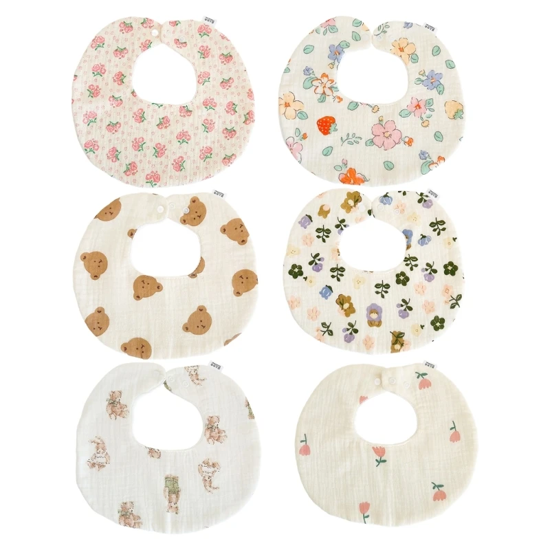 

Хлопковое нагрудник с рисунком цветка, детское полотенце для кормления, водонепроницаемое полотенце для слюны, 4 слоя