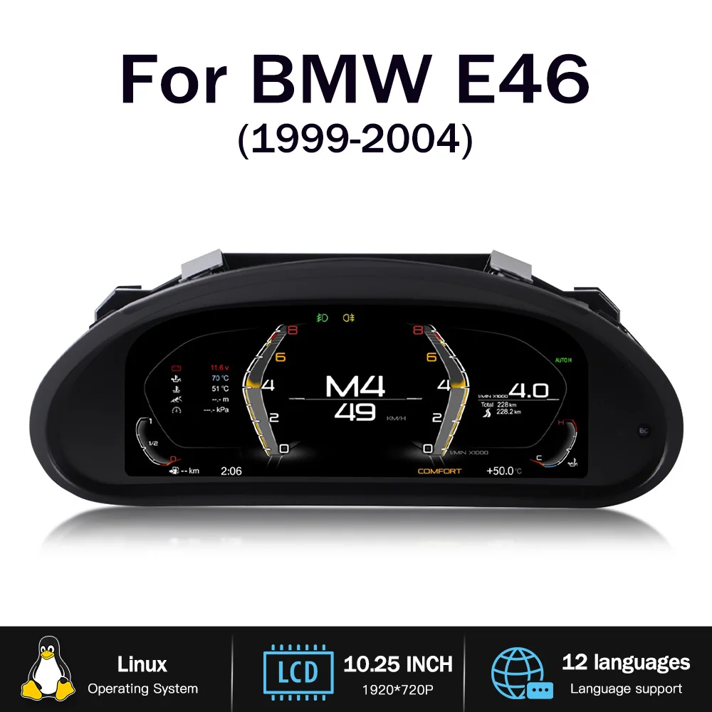 Panel de Instrumentos Digital para BMW E46 1999-2004, Panel de Instrumentos Virtual, Velocímetro, Compatible con CarPlay, Plug and Play 1