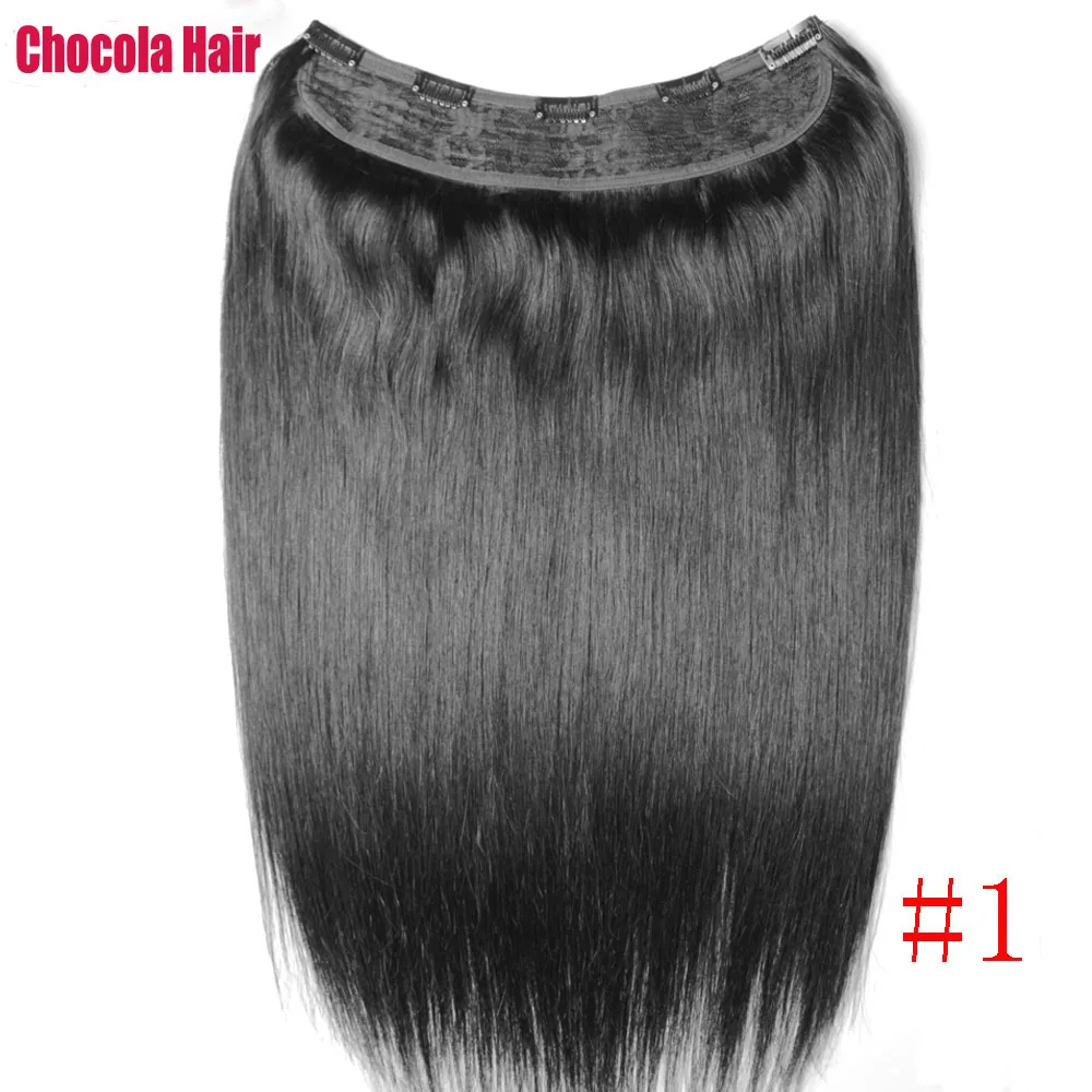 Chocala 16"-28" 100g-220g One Piece U Set With 5 Clips In Clip in Human Hair Extensions
