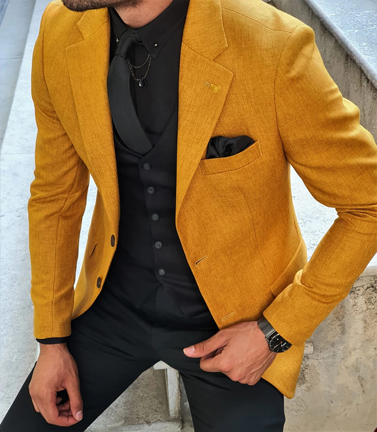 Causal Men Suits Tuxedo Handsome Peaked Lapel Single Breasted 1 Pieces Blazers Size Prom Party Occasion