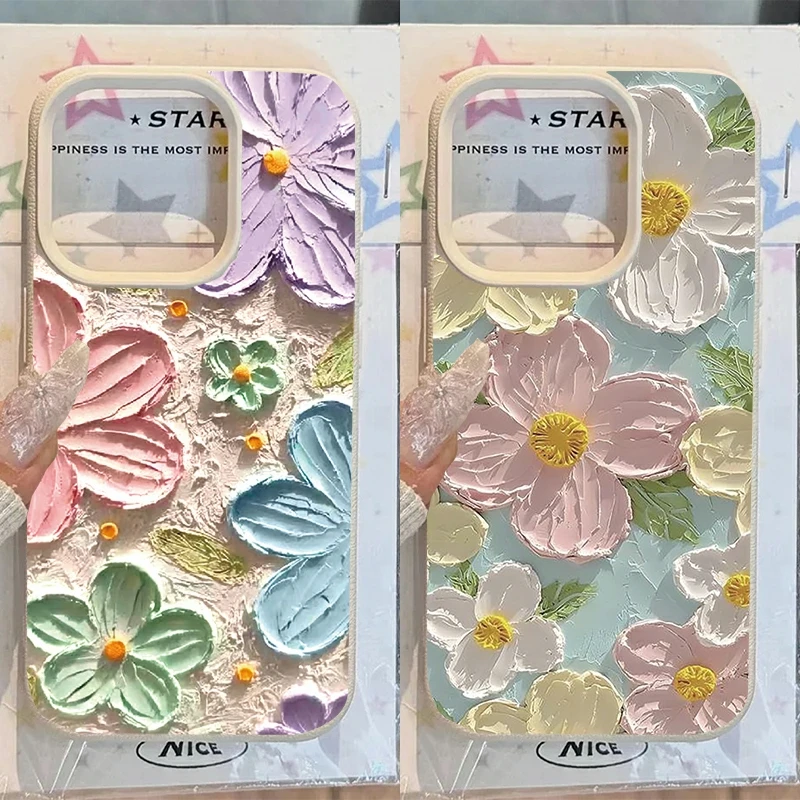 Artistic Oil Painting Flower Silicone Phone Case