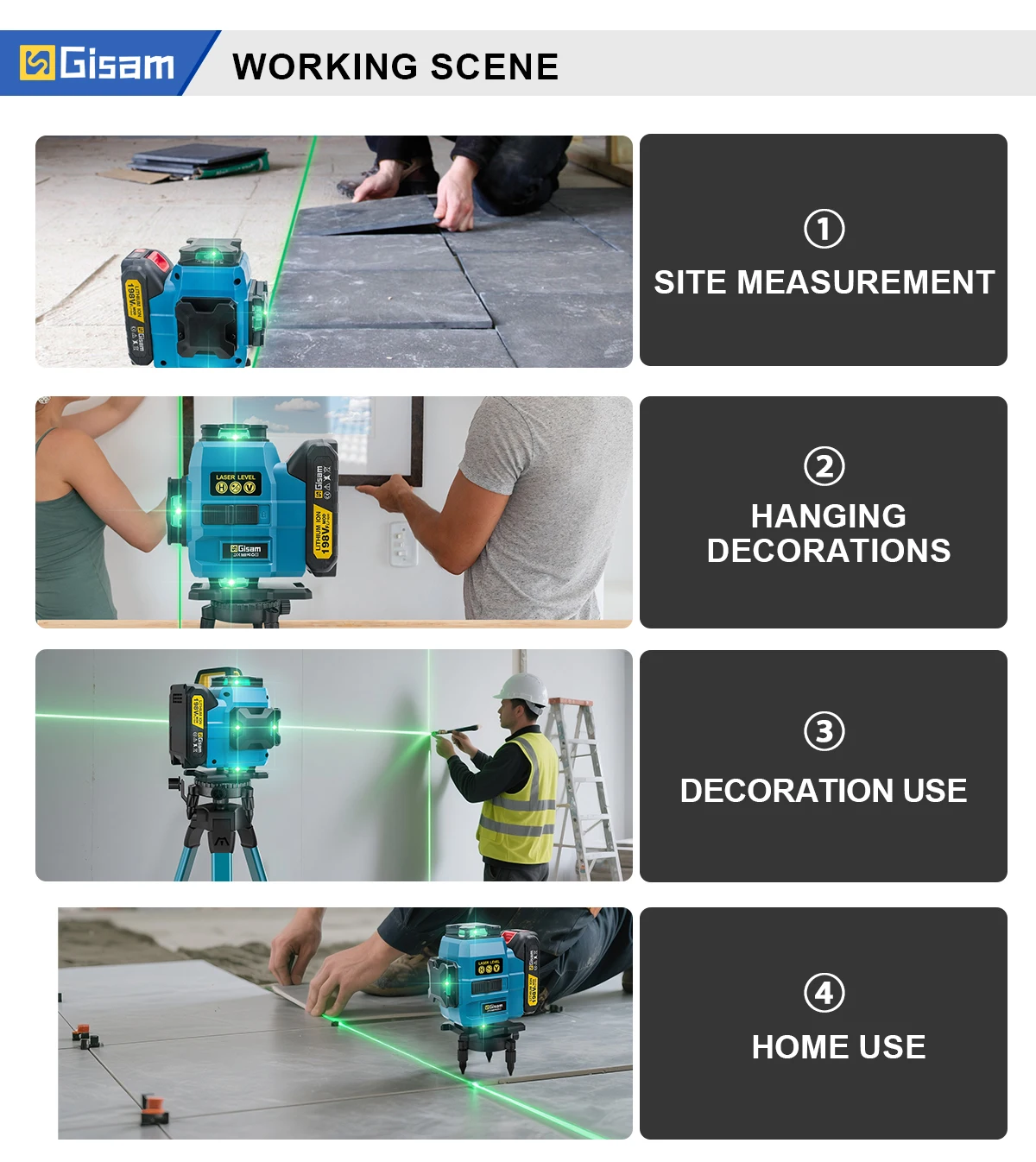 16 Lines 4D Laser Laser Level Self-leveling Powerful Green Beam 360 Horizontal a