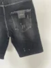 Spring and Summer 2025 New Jeans Trendy Men's Washed Grinding Patch Paint Slim-fit Micro-elastic Denim Shorts for Men 6
