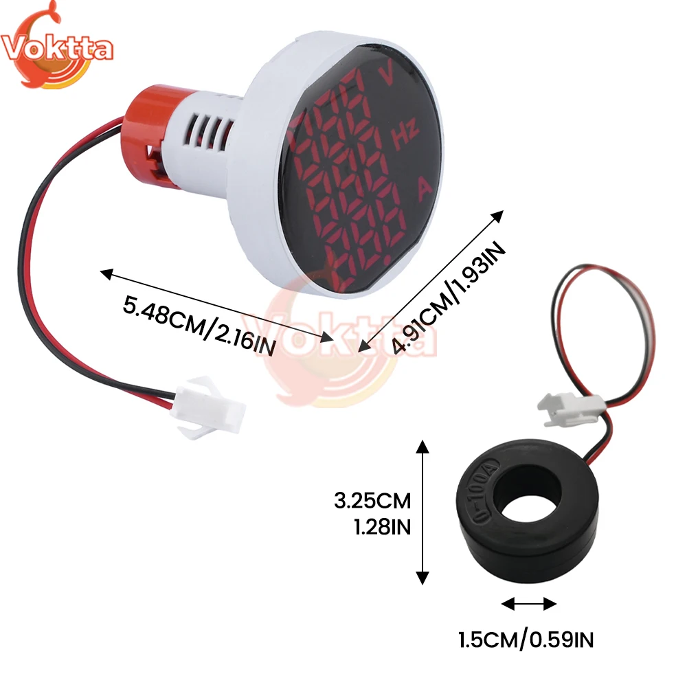 3 in 1  LED Digital Voltmeter Ammeter Voltage Tester HZ Frequency Meter Mini Voltage Current Meter Detector AC 60-500V 0-100A
