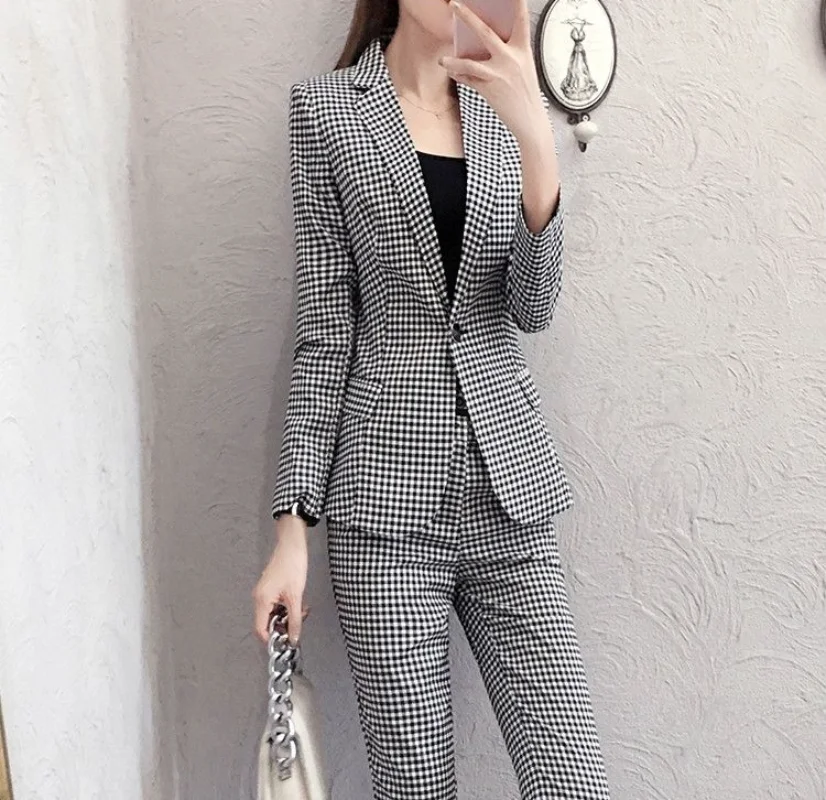 Outfits Classy Two Pieces Sets Pants for Woman Formal Women's 2 Pant Set Business Blazer and Trousers Suits Groups of Clothing D