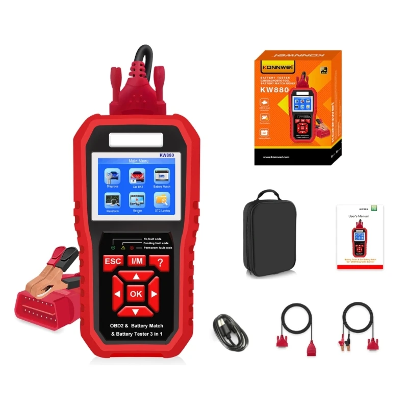 

3 In 1 OBD2 Scanner Professional Car Battery Tester EOBD Engine Check Oil Reset A70F