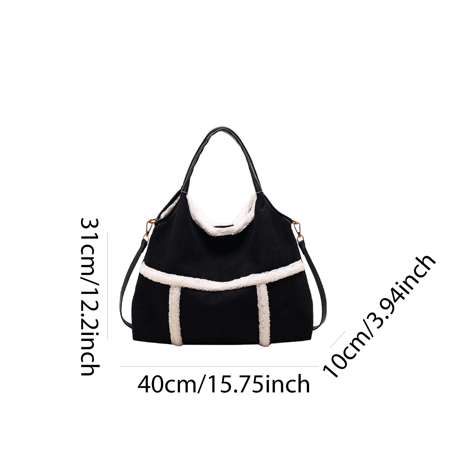 Women Faux Suede Shoulder Bag Lamb Wool Handbag Crossbody Bag Large Capacity for Shopping Work