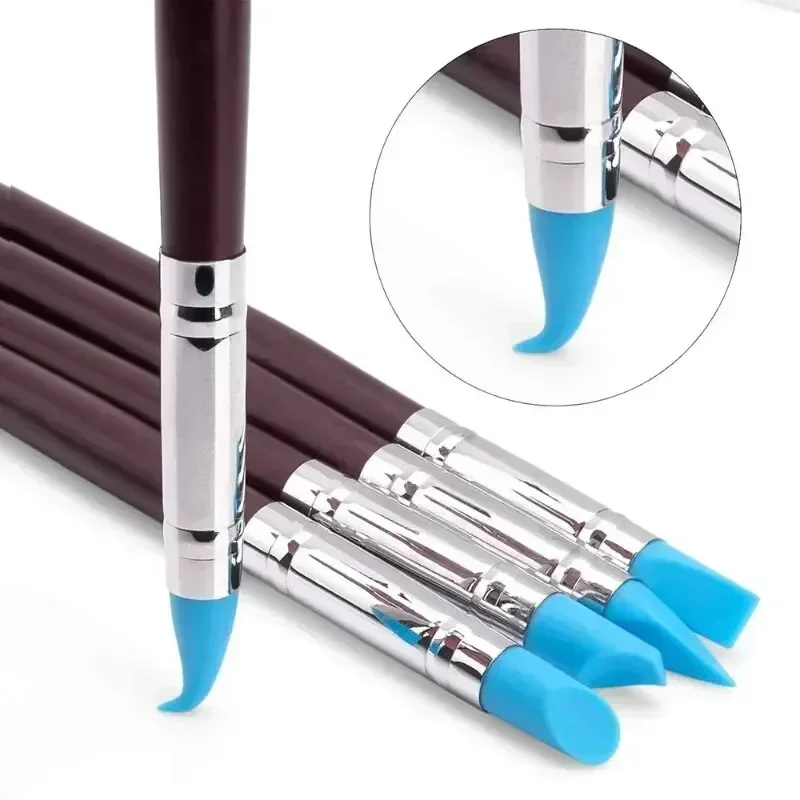 Silicone Clay Sculpting Tool 5PCS for Brush Modeling Dotting Nail Art Pottery Clay Tool DIY Carving Sculpting Tools Soft Head