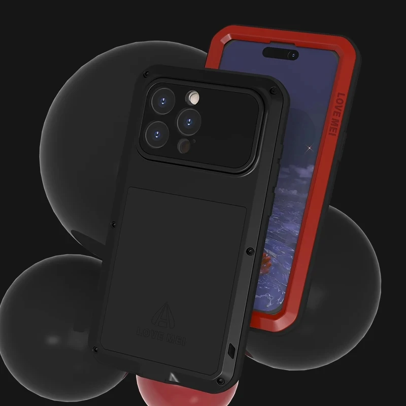 2024 Love Mei Phone Case Silicone Military Grade Metal Protective Cover Shockproof and Dustproof for Iphone 15 Plus 15Pro Max