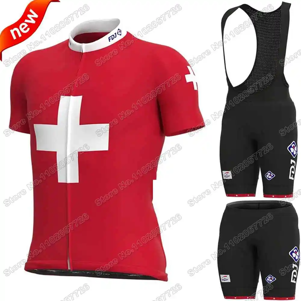 Fdj Team Swiss Champion Cycling Clothing Summer Cycling Jersey Men's
