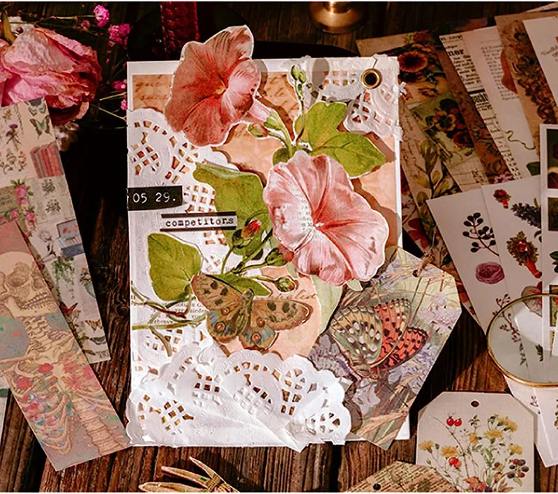 Vintage Art Scrapbooking Supplies Journaling Stickers 83Pcs Aesthetic Paper Washi Stickers Kit for Junk Journal,Bullet Journals