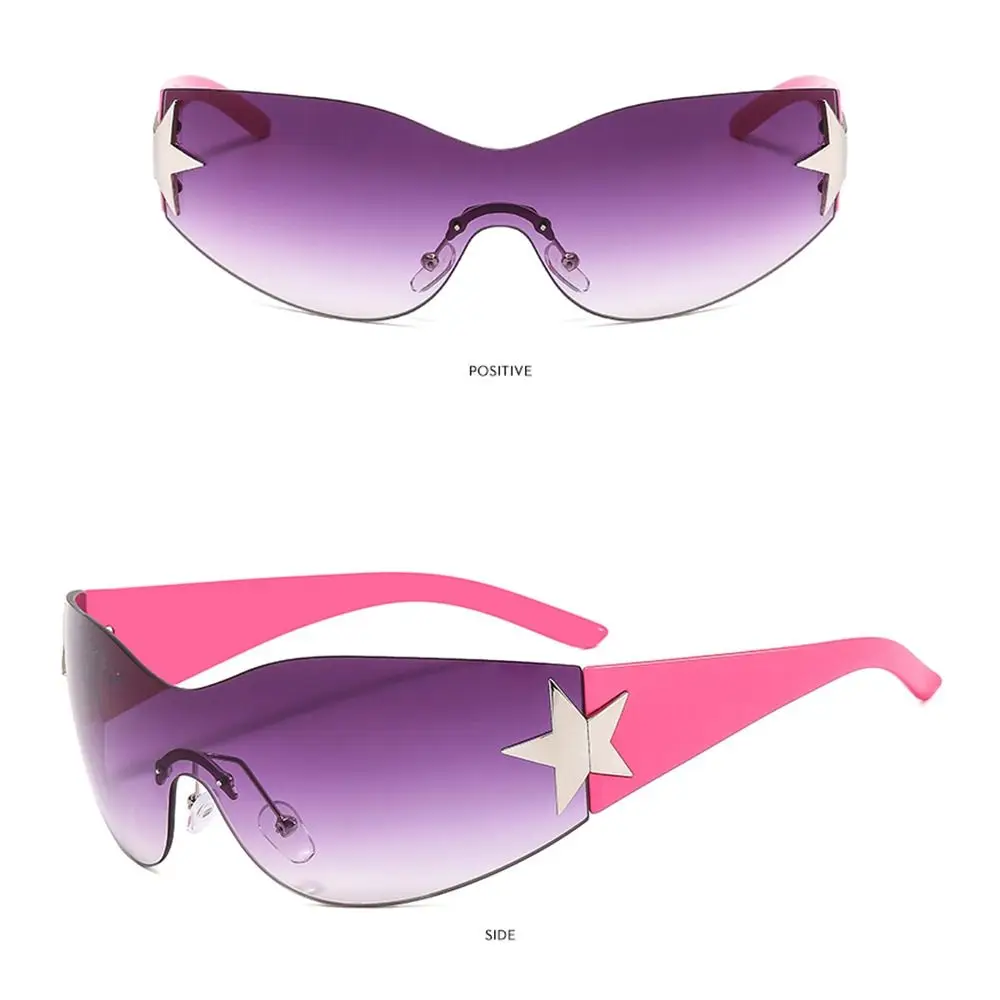 Rimless Sunglasses Oversized Trendy Y2K Wrap Around Sunglasses Punk One Piece Goggles Sports Sun Glasses Shades Driving_voghion.com
