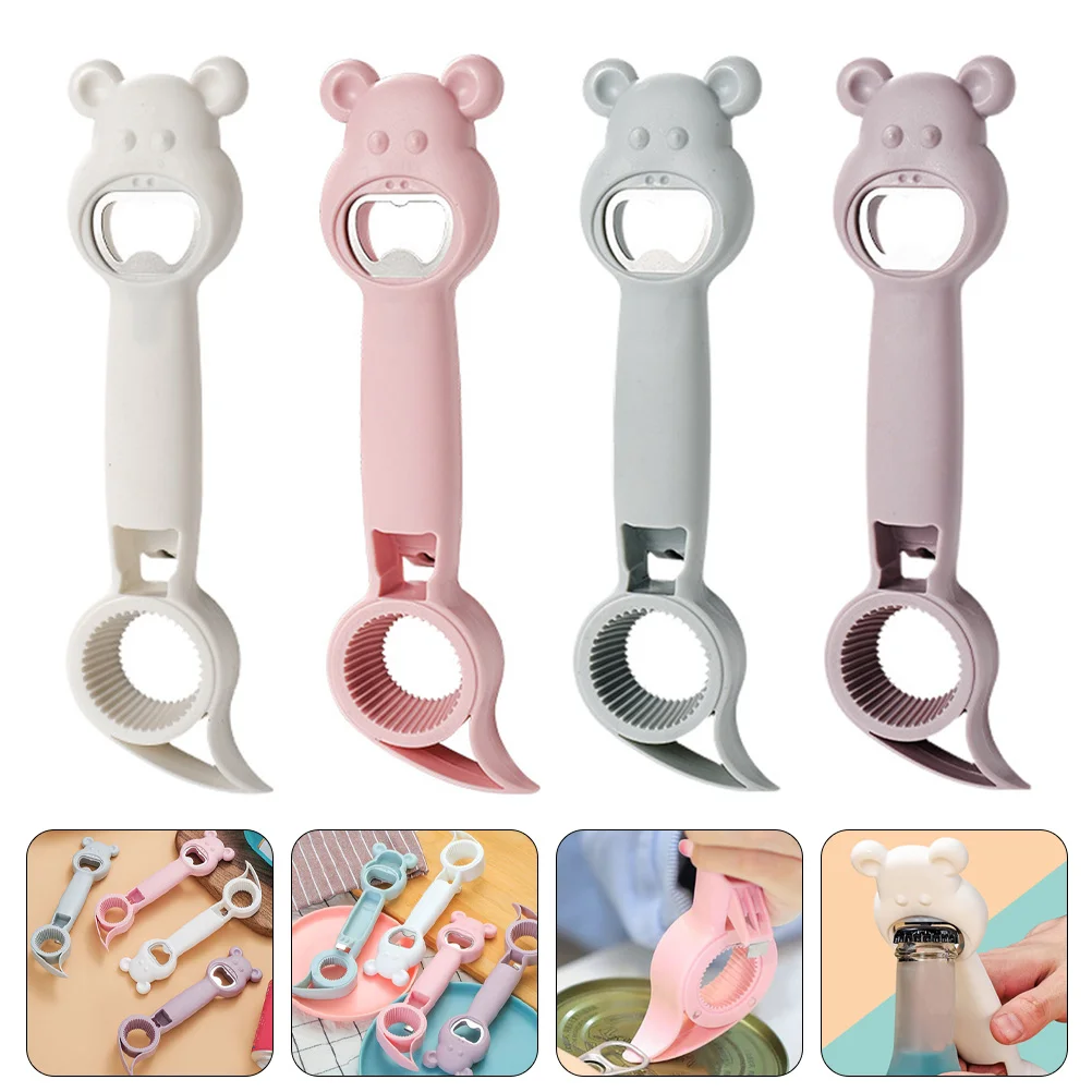 

4 Pcs in 1 Bottle Opener Four-in-one Jar Multifunctional Lid Remover Can Practical for Convenient Drinks