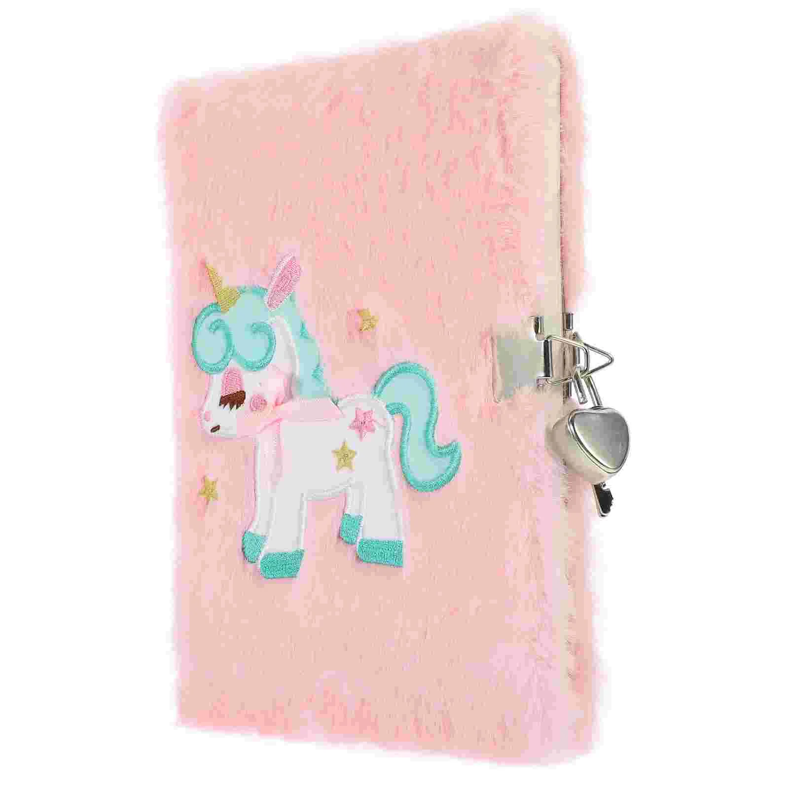 

Plush Cover Notepad Unicorn Notebook Lockable Diary Plush Cover Notebook A5 Notebook with Lock