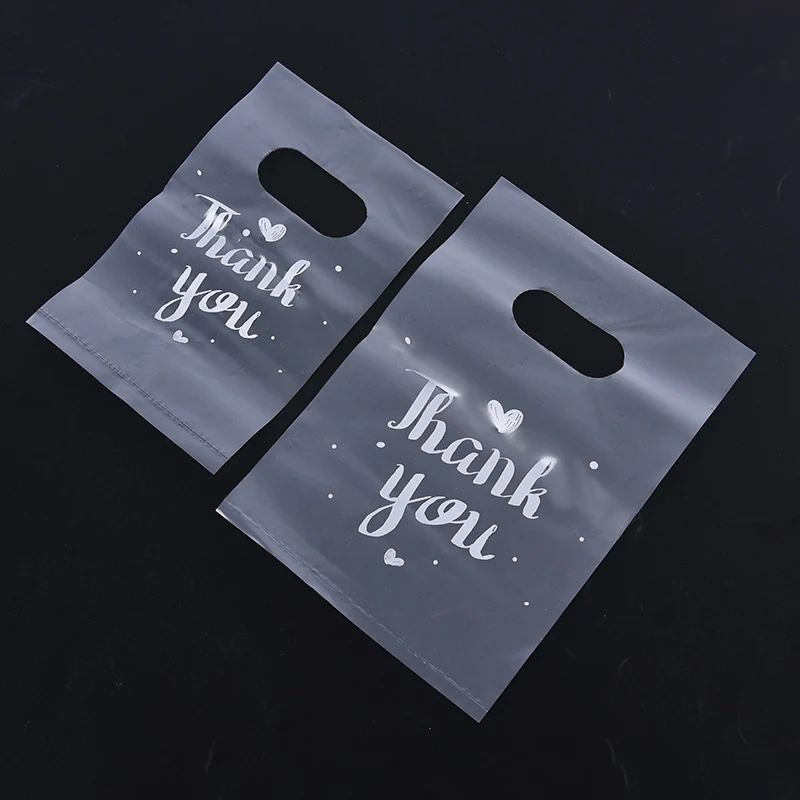 100Pcs Mini Thank you Plastic Gift Bags Wedding Candy Bags Shopping Carrier Bags 5
