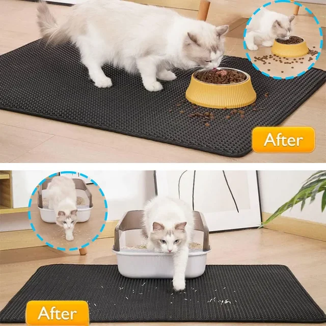 Cat Litter Mat Non Slip Big Pet Litter Box Filter Mat Double Layer Wear Resistant Waterproof Cat Litter Mat Pet Clean Supplies 2
