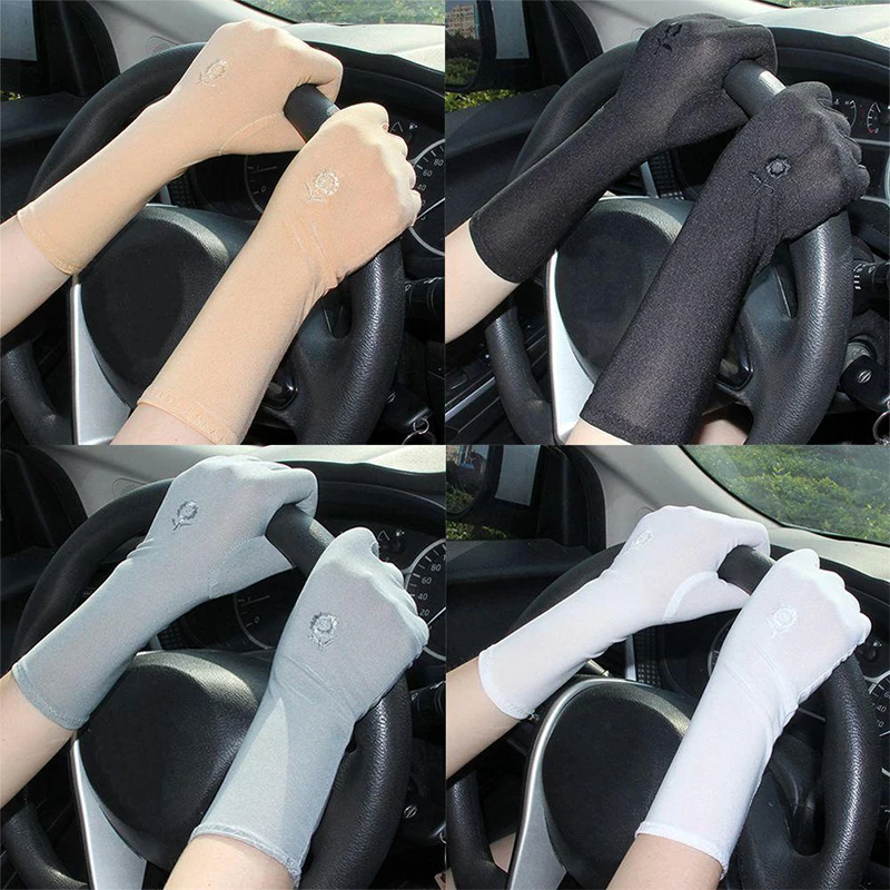 

Korean Embroidered Gloves Women's Elastic Cycling Sunscreen All Finger Gloves