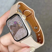 Bracelet en cuir mince pour bracelet de montre Apple Ultra 49mm 8 41mm 45mm 7 SE 654321   Boucle de Bracelet pour femmes, 44mm, pour série iwatch 42mm 40mm 1
