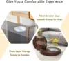 Glass Coffee Table,Modern Round Tempered Glass Coffee Tables for Living Room,Cocktail Table for Small Space Home Office (Walnut) 4