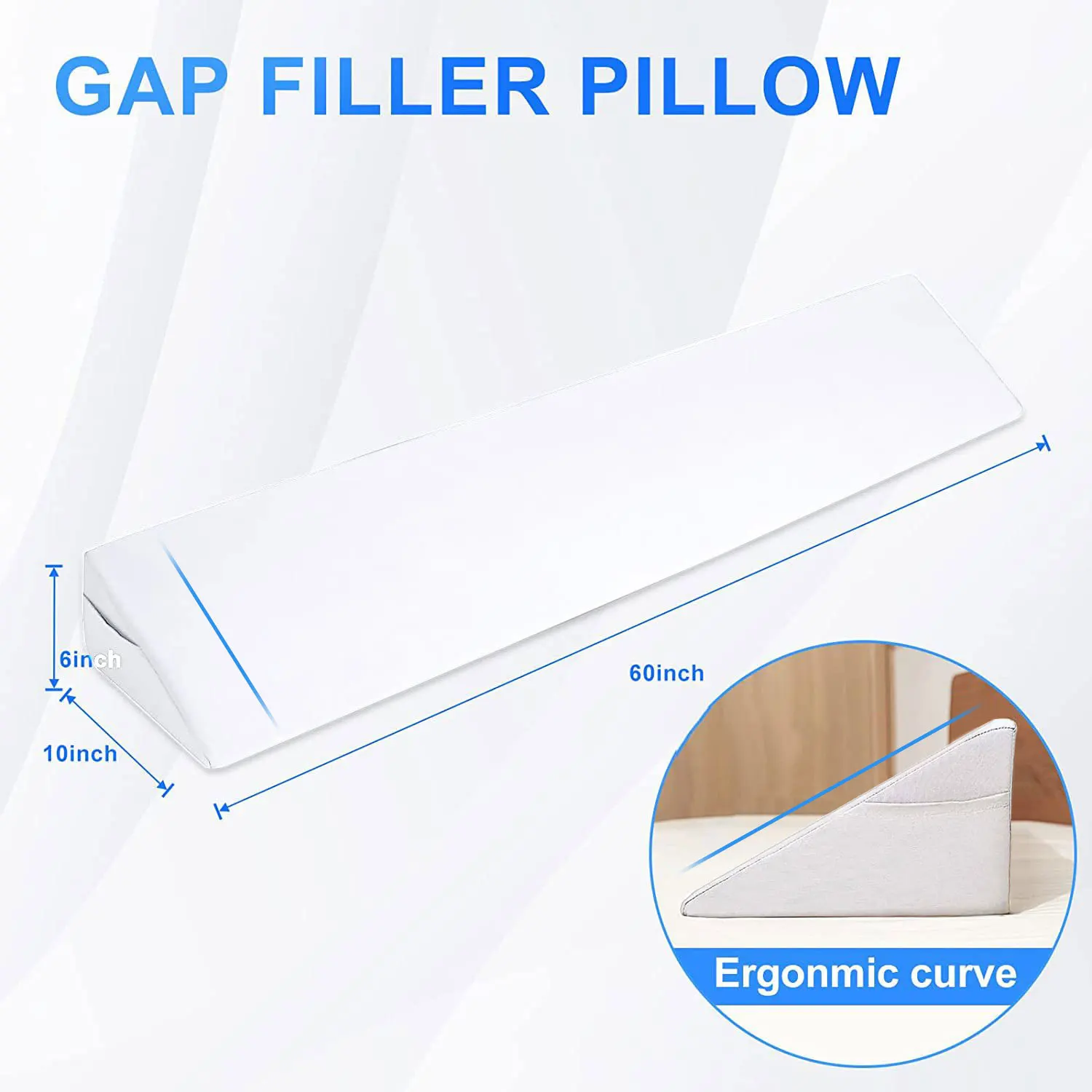 Queen Size Bed Wedge Mattress Wedge Pillow Gap Filler Headboard Pillow To Fill The Gap Between Your Headboard and Mattress 6