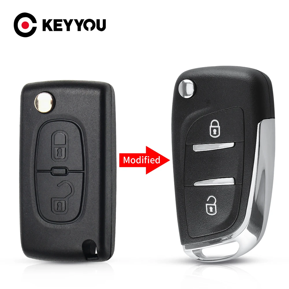 KEYYOU For Peugeot 207 307 407 408 For Citroen C4 C2 Car Remote Key Shell 2/3 Buttons Modified Filp CE0536 Case HU83/VA2 Blade coil pack