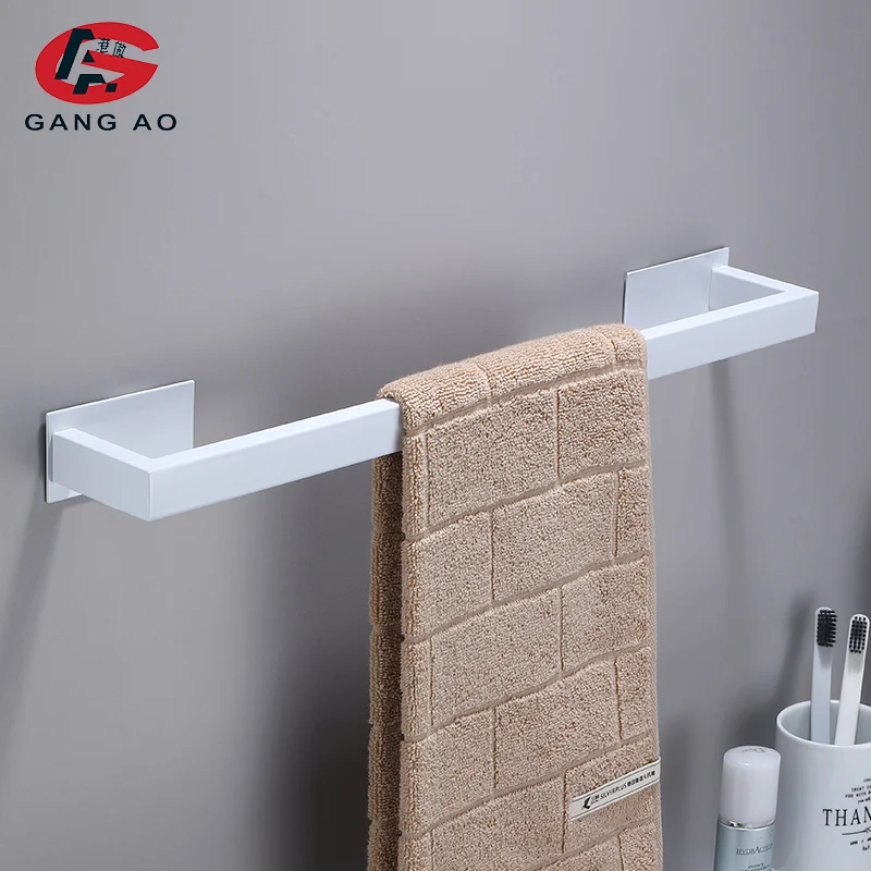 No Drilling White Bathroom Accessories Sets Toilet Tissue Roll Paper Holder Towel Rack Bar Rail Ring Robe Clothes Hook Hardware