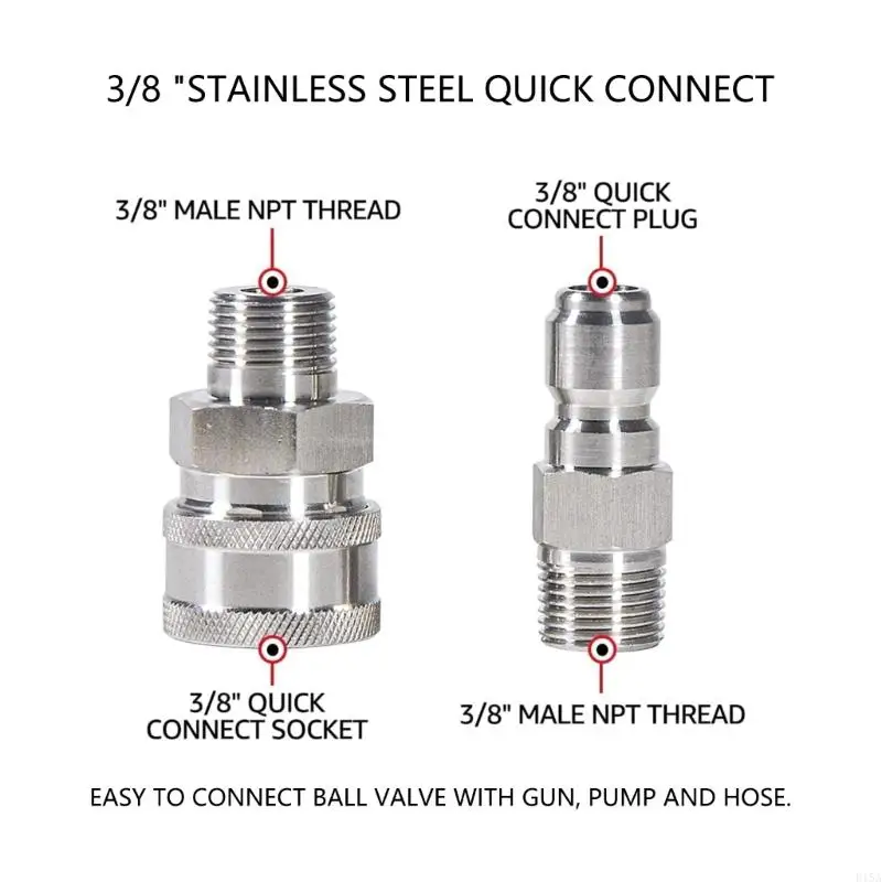 E15A Professional Stainless Steel Valves & Adapter Set Easy Operate Stainless Steel Valves Simple Installation